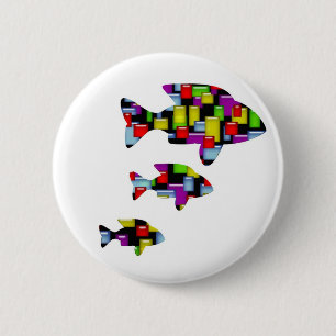 mosaic fish 2 inch round button