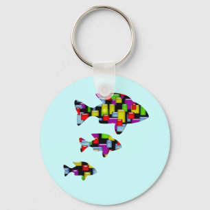 mosaic fish keychain