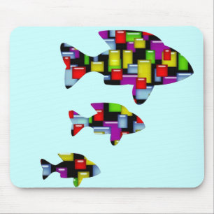 mosaic fish mouse pad