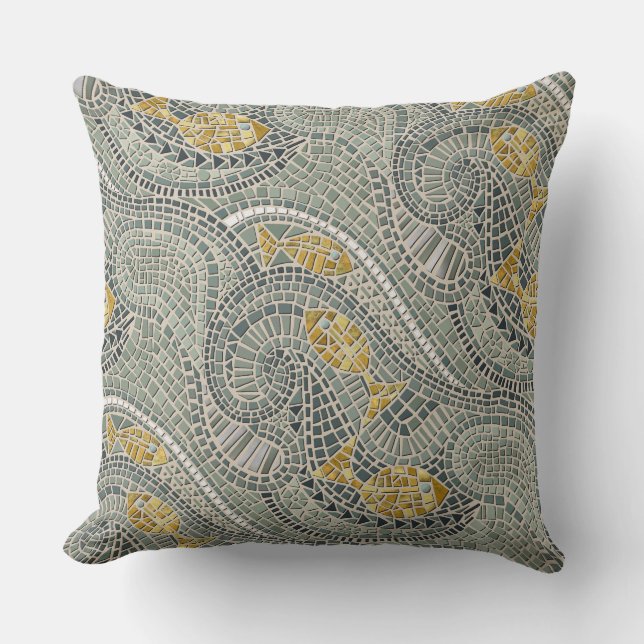 mosaic fish throw pillow (Front)