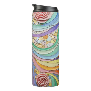Mosaic floral colours thermal tumbler