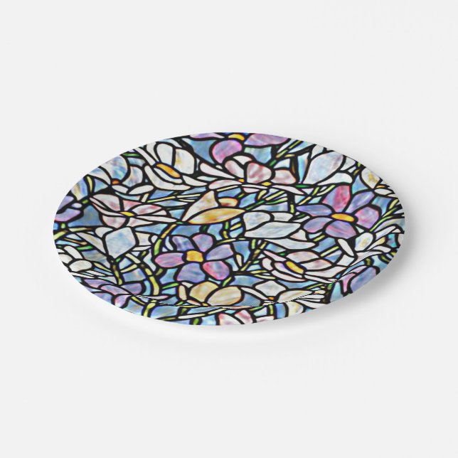 Mosaic Floral Tiles Paper Plate (Angled)