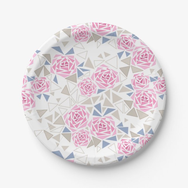 Mosaic, flowers paper plate (Front)