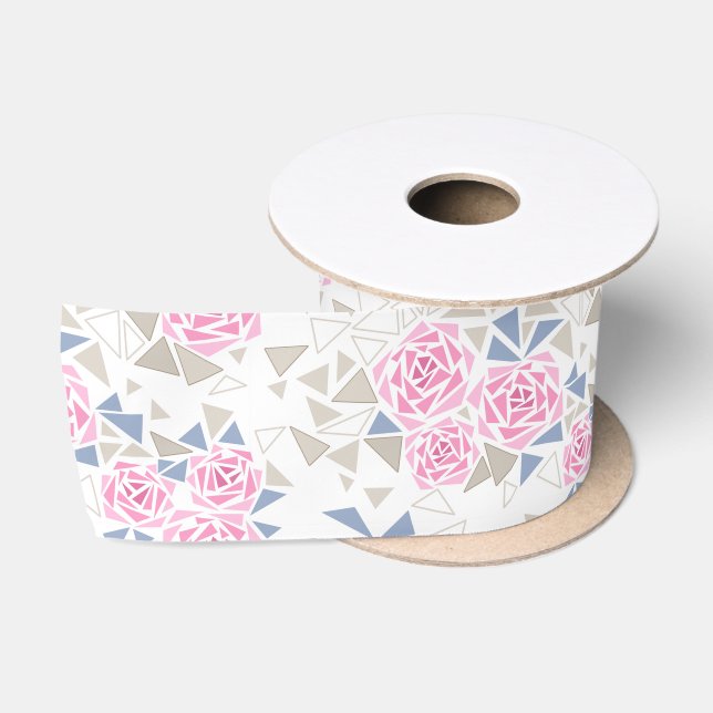 Mosaic, flowers satin ribbon (Spool)