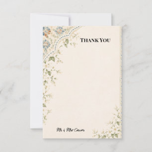 Mosaic Garden Floral Wedding Thank You Card