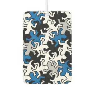 Mosaic Geckos Pattern - blue black white grey Car Air Freshener