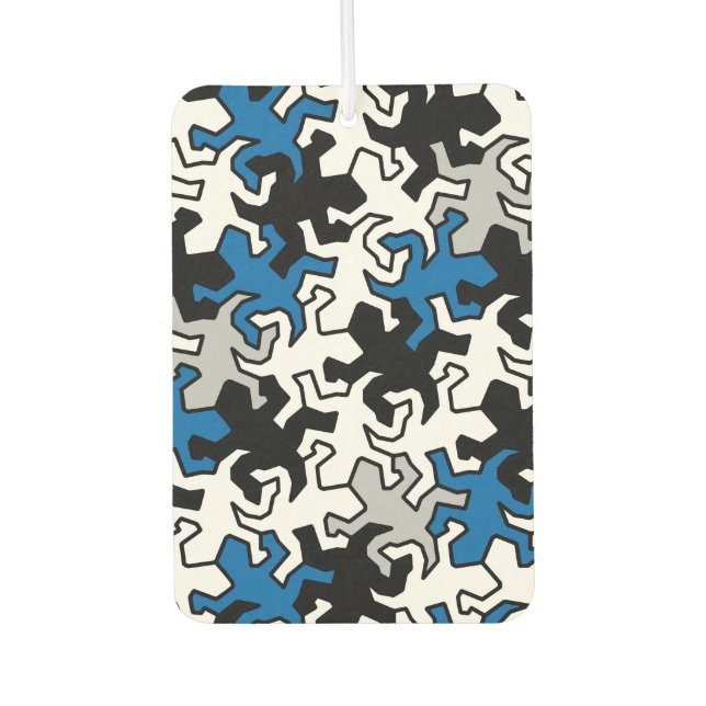 Mosaic Geckos Pattern - blue black white grey Car Air Freshener (Front)
