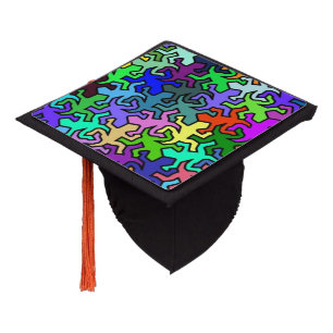 Mosaic Geckos Pattern - coloured Graduation Cap Topper