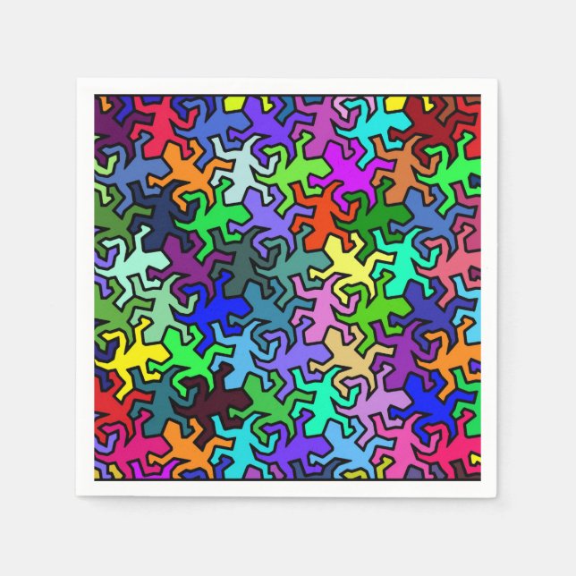 Mosaic Geckos Pattern - coloured Napkin (Front)