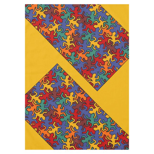 Mosaic Geckos Pattern - Earth Colour Tablecloth (Front)