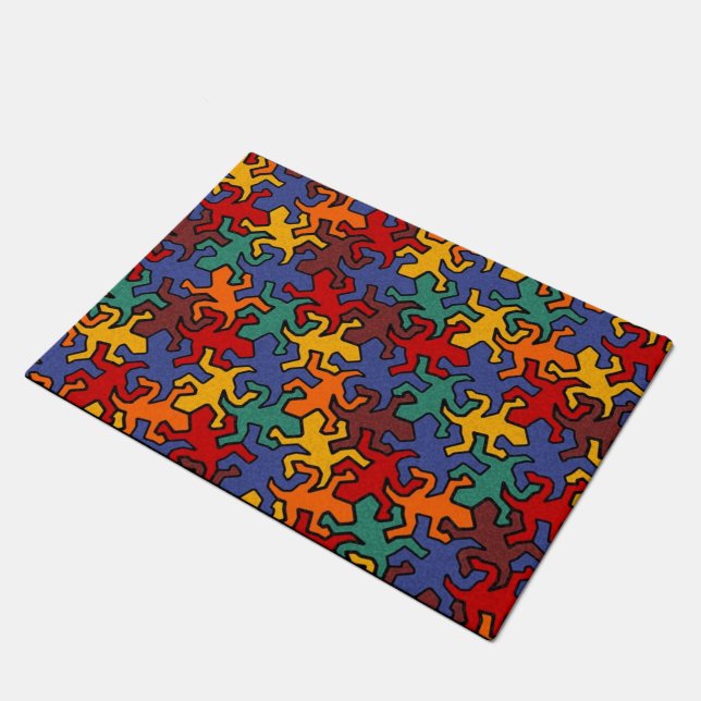 Mosaic Geckos Pattern - earth coloured Doormat (Angled)