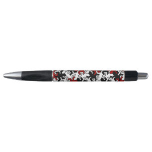 Mosaic Geckos Pattern - red black white Pen
