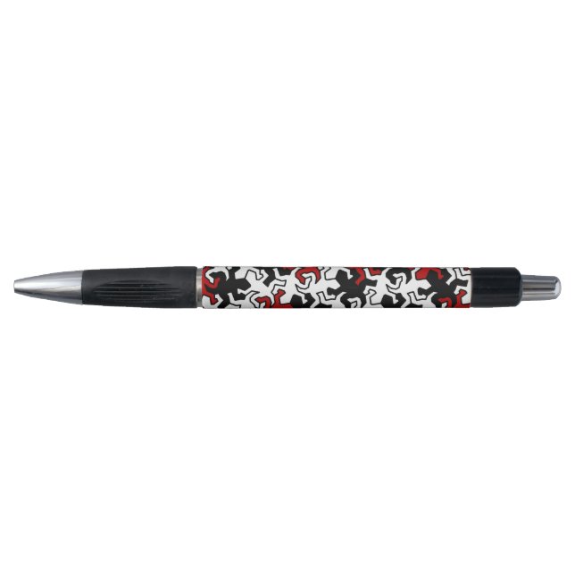 Mosaic Geckos Pattern - red black white Pen (Front)