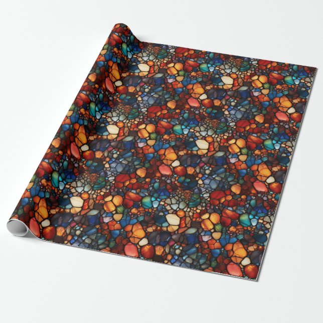 Mosaic Gemstone Wrapping Paper (Unrolled)