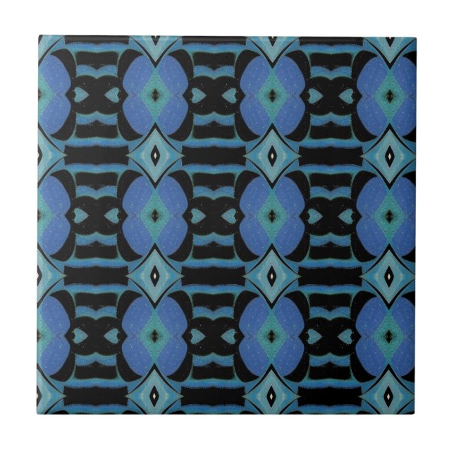 Mosaic geometric abstract art lavender teal black  tile (Front)