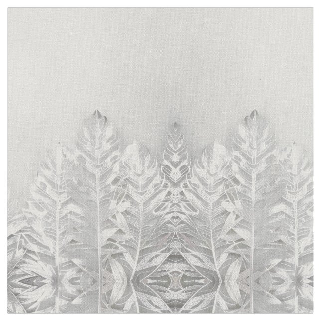 Mosaic geometric silver leaf botanical pattern  fabric (Close Up)