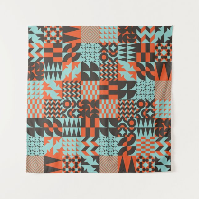 Mosaic geometric tiles, seamless elegant pattern. tapestry (Front)