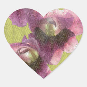 Mosaic Gladiola Art Heart Sticker