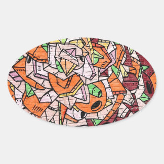 Mosaic Graffiti Art Oval Sticker