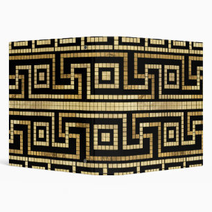 Mosaic Greek Meander Greek Key Black and Gold Binder