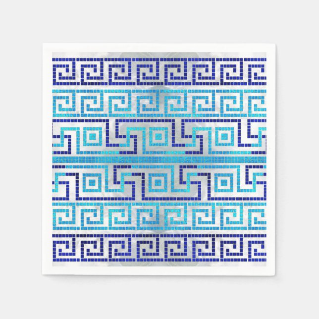 Mosaic Greek Meander Greek Key Ornament Napkin (Front)