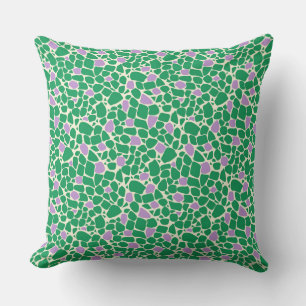 Mosaic green lilac abstract pattern tile retro throw pillow