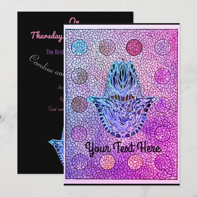 Mosaic Hamsa Hand Invitation (Front/Back)