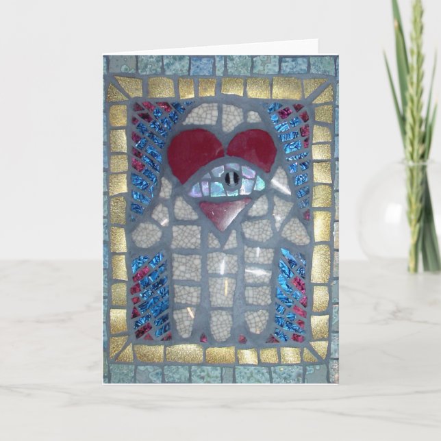 Mosaic Hamsa W/Heart and Evil Eye Card (Front)