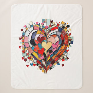 Mosaic Heart of Love Sherpa Blanket