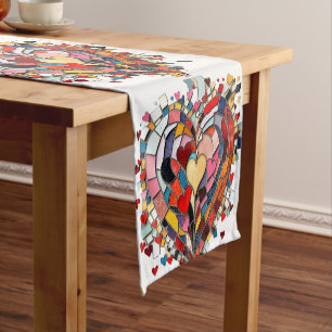 Mosaic Heart of Love Short Table Runner