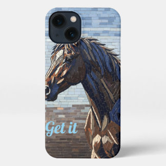 mosaic horse art equestrian blue phone case
