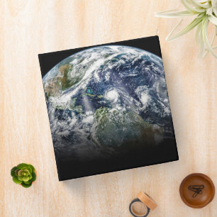 Mosaic Image Of Planet Earth With 3 Hurricanes Binder