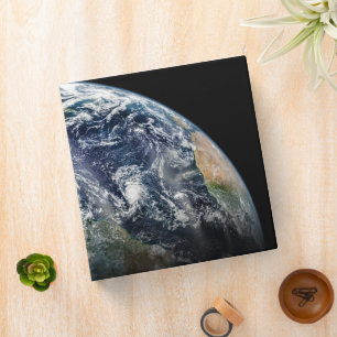 Mosaic Image Of Planet Earth With 3 Hurricanes Binder