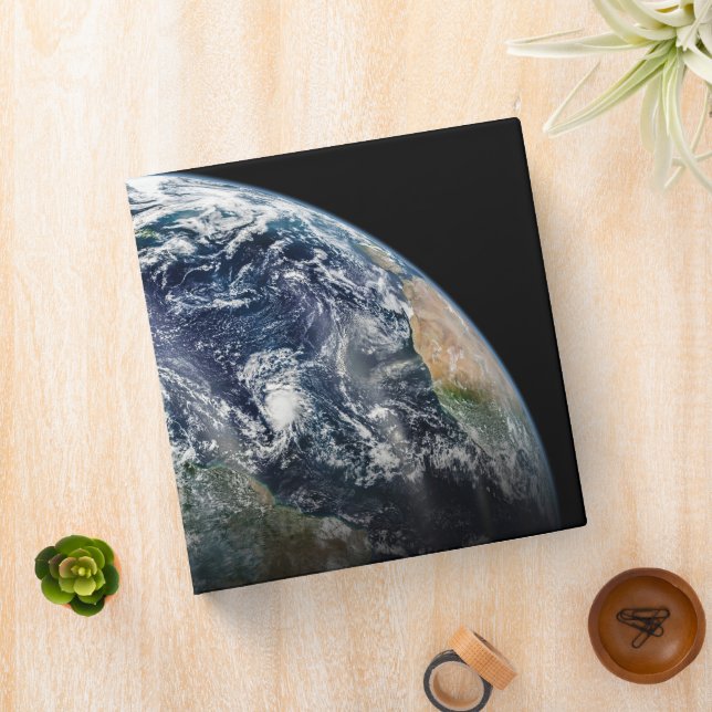 Mosaic Image Of Planet Earth With 3 Hurricanes Binder (In Situ)