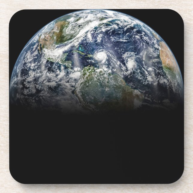 Mosaic Image Of Planet Earth With 3 Hurricanes Coaster (Front)