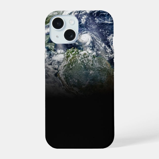 Mosaic Image Of Planet Earth With 3 Hurricanes iPhone 15 Case (Back)