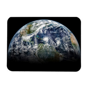 Mosaic Image Of Planet Earth With 3 Hurricanes Magnet