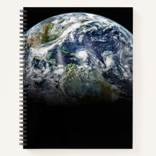 Mosaic Image Of Planet Earth With 3 Hurricanes Notebook