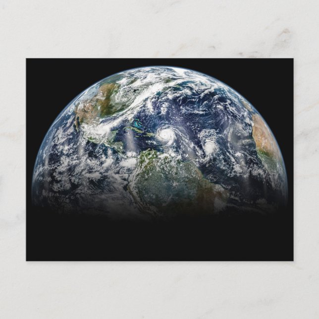 Mosaic Image Of Planet Earth With 3 Hurricanes Postcard (Front)