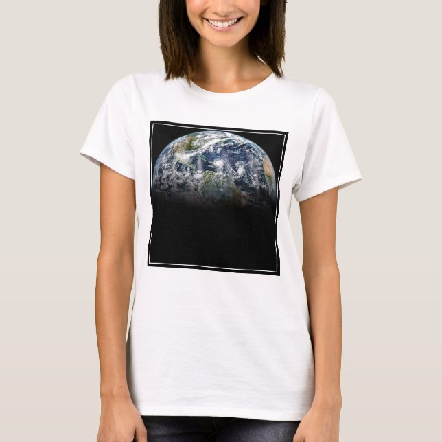 Mosaic Image Of Planet Earth With 3 Hurricanes T-Shirt (Front)