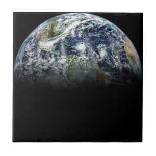 Mosaic Image Of Planet Earth With 3 Hurricanes Tile