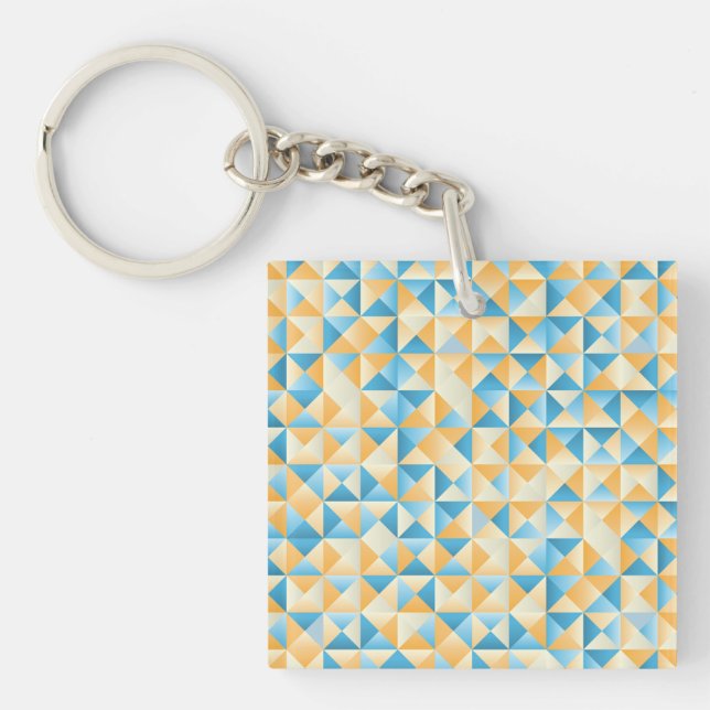 Mosaic in blue and orange keychain (Front)