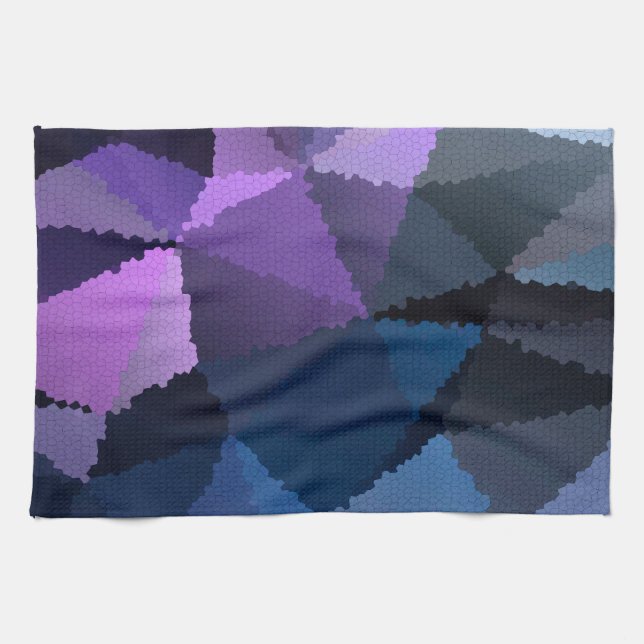 Mosaic in blue and pink colours kitchen towel (Horizontal)