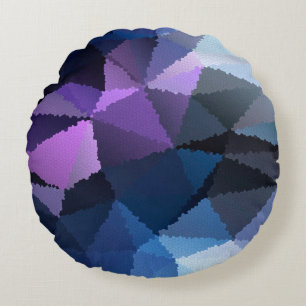 Mosaic in blue and pink colours round pillow