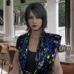 Mosaic in Blue, Grey, and Yellow Scarf<br><div class="desc">This elegant scarf features a digital mosaic in dark blue with lighter shades of blue,  aqua,  yellow,  and grey.</div>