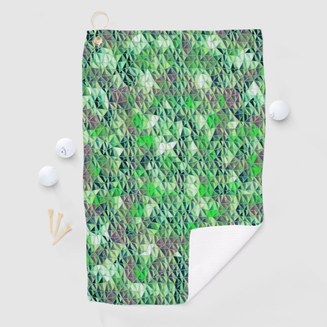 Mosaic in greenish triangles with gradient tones golf towel (InSitu)