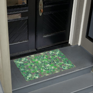 Mosaic in greenish triangles with gradient tones t doormat