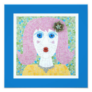 Mosaic - Ingrid with Blue & Ivory Border Photo Print