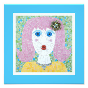 Mosaic - Ingrid with Turquoise & Ivory Border Photo Print