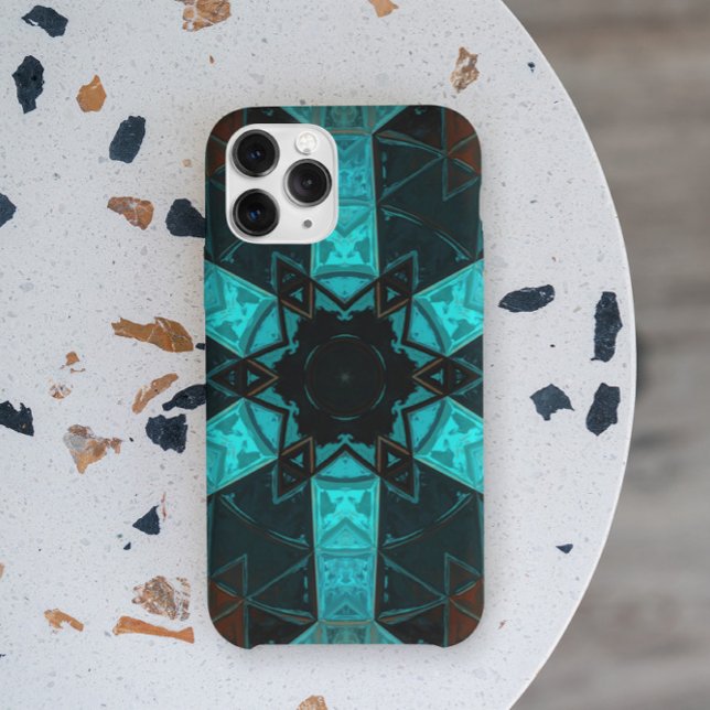 Mosaic Kaleidoscope Flower Blue and Red Case-Mate iPhone Case (Creator Uploaded)